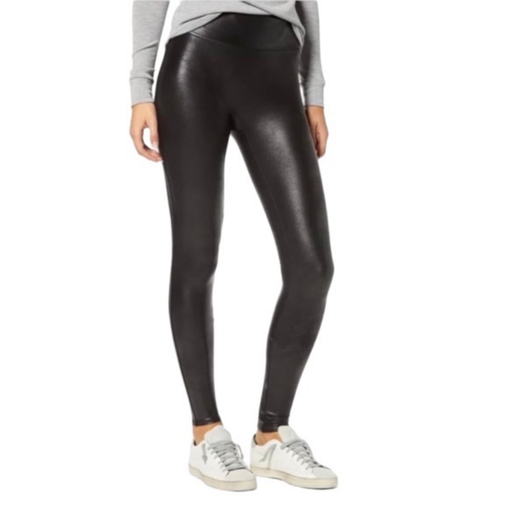 NWT SPANX Black‎ High Rise Faux Leather Skinny Leggings Small